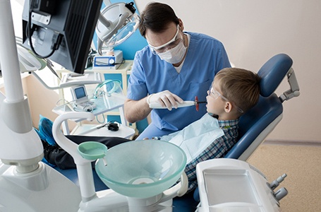 A young boy in the dentist chair in Allen